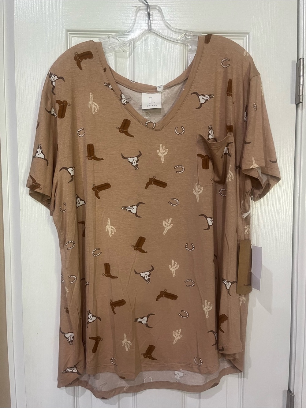 Comfort Tee - Tan Western Print Womens' Top